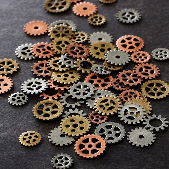 12 Packs: 100 ct. (1,200 total) Found Objects Mini Metal Gears by Bead Landing™